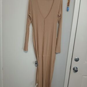 Elegant Tan Long Sleeve Dress